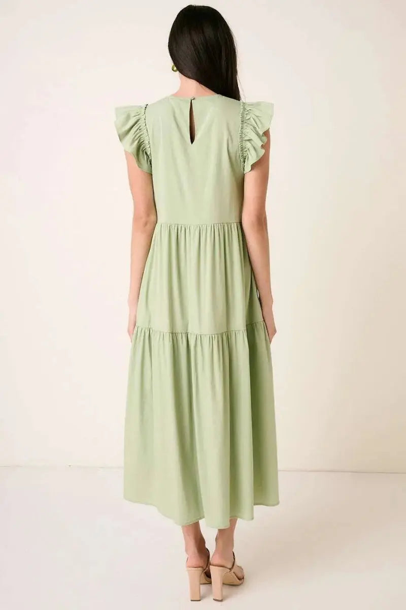 Mittoshop Ruffle Short Sleeve Tiered Maxi Dress for Women - Love Salve
